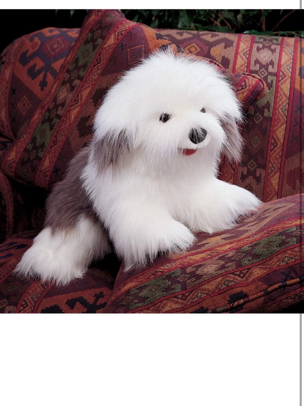 Folkmanis Sheepdog Large Hand Puppet soft fur white black stuffie dog - Picture 3 of 6